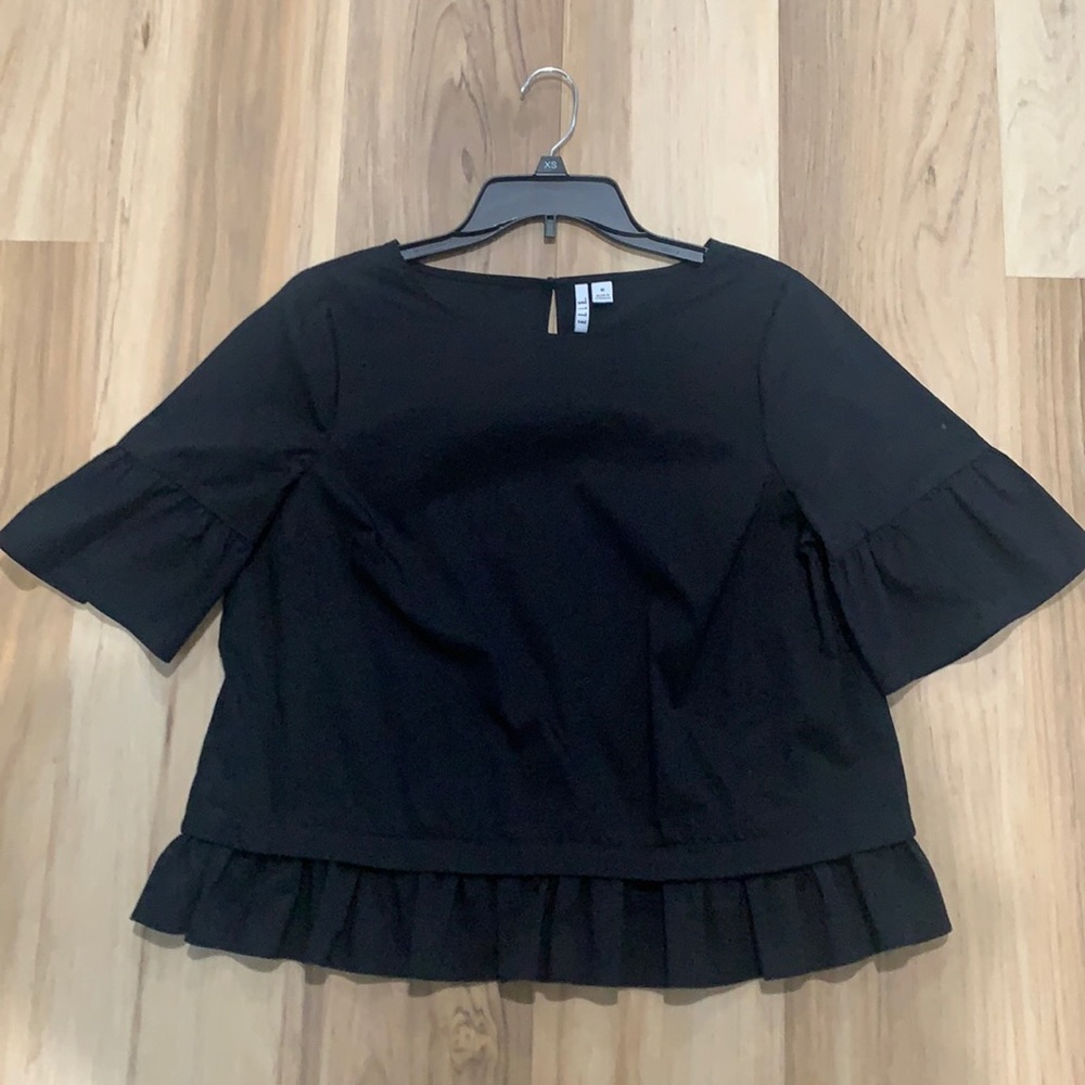 Poplin Cotton ruffle top size Medium